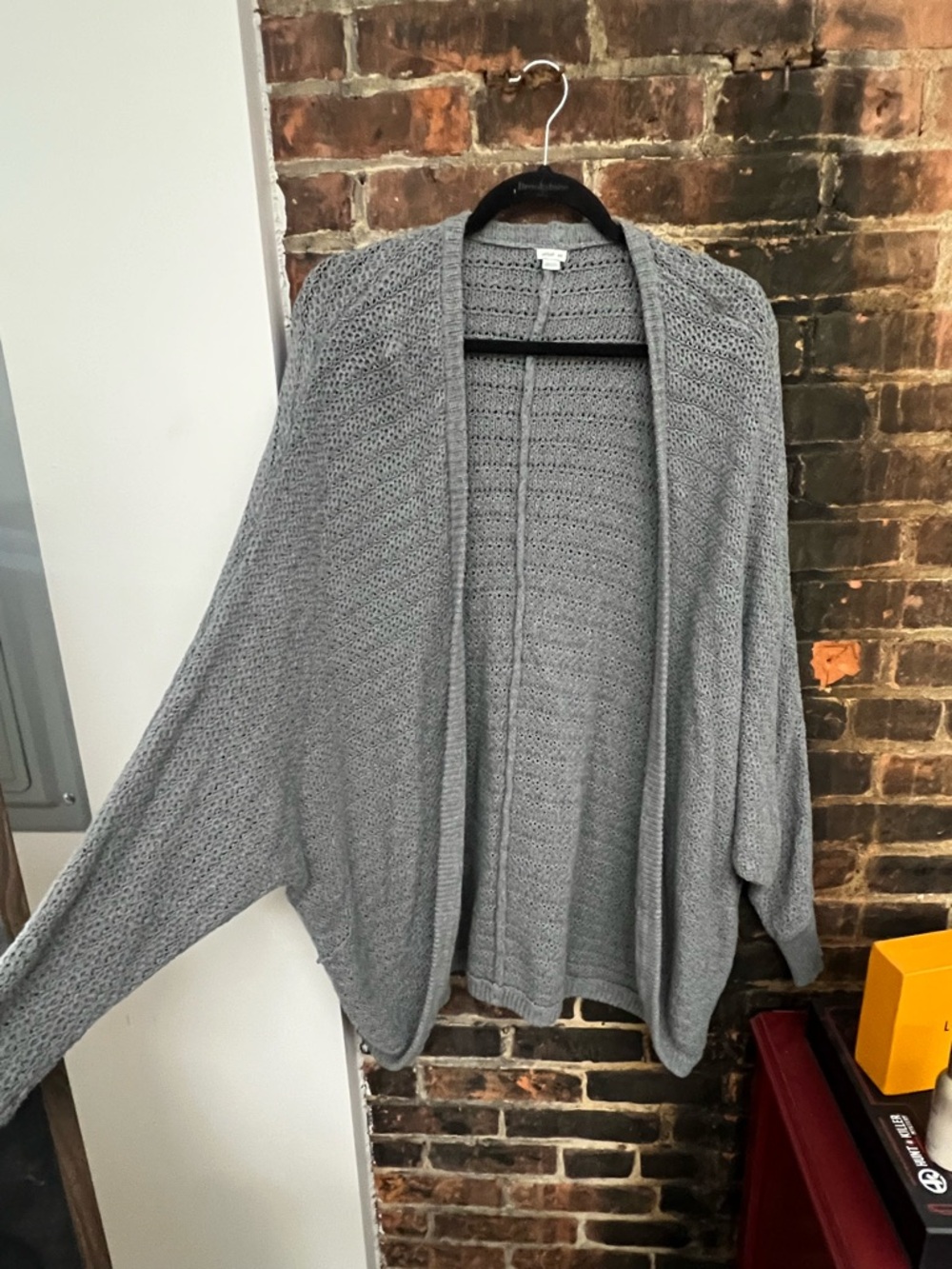 aerie Gray Open-Front Cozy Knit Cardigan